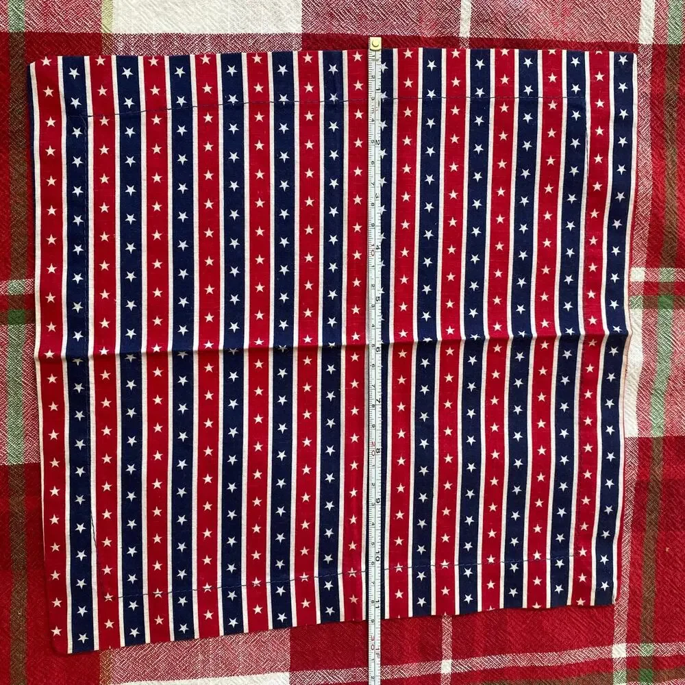 Set of 4 Unused Handmade‎ Cloth Napkins Red & Blue Americana Stars & Stripes